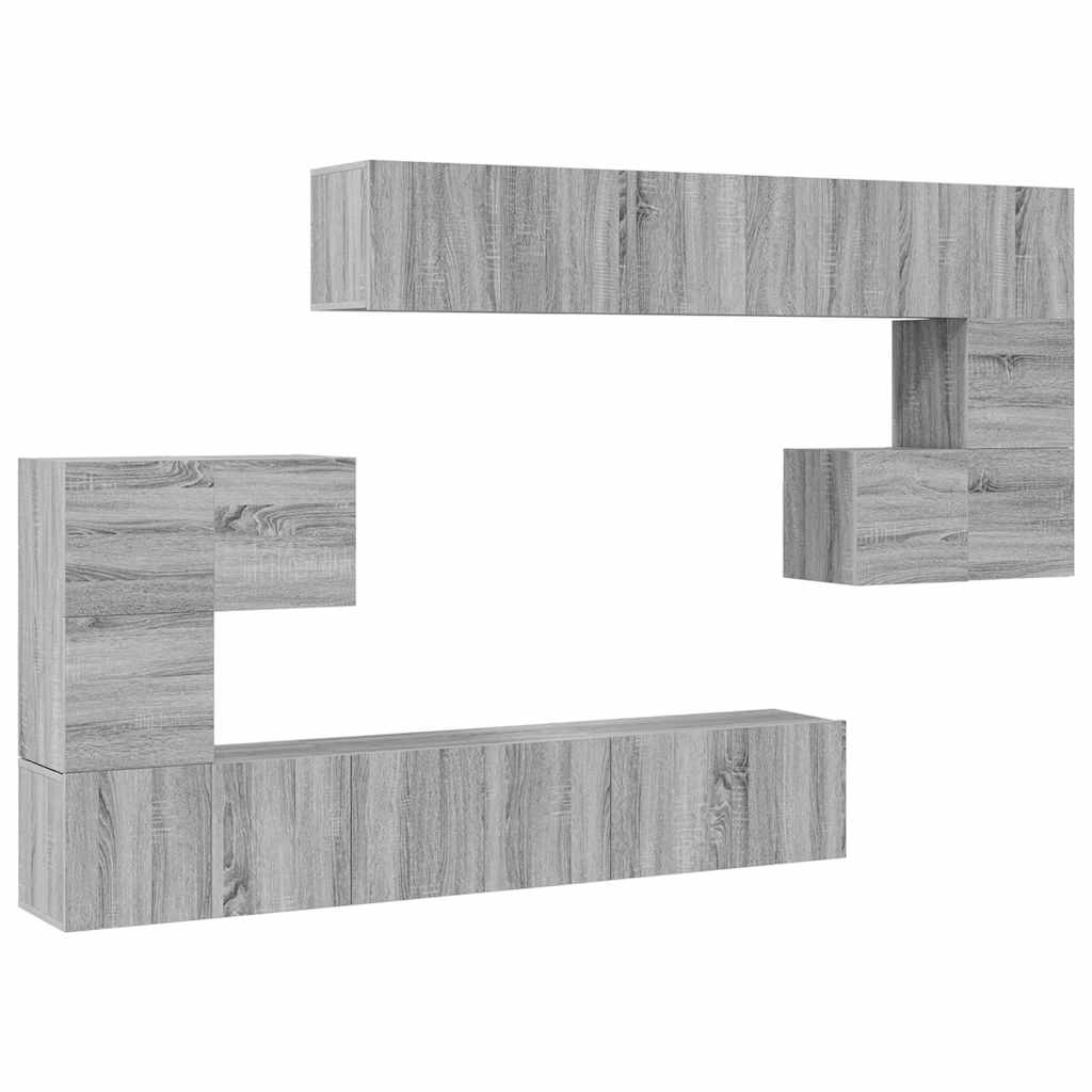 10-tlg. TV-Schrank-Set Grau Sonoma Holzwerkstoff