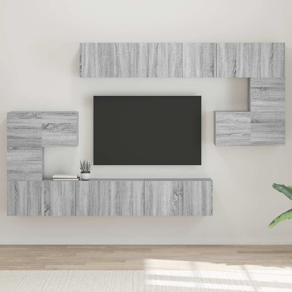10-tlg. TV-Schrank-Set Grau Sonoma Holzwerkstoff