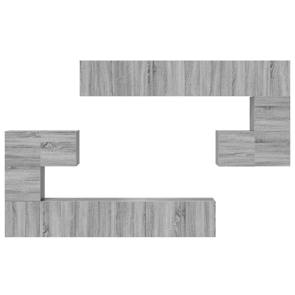 10-tlg. TV-Schrank-Set Grau Sonoma Holzwerkstoff