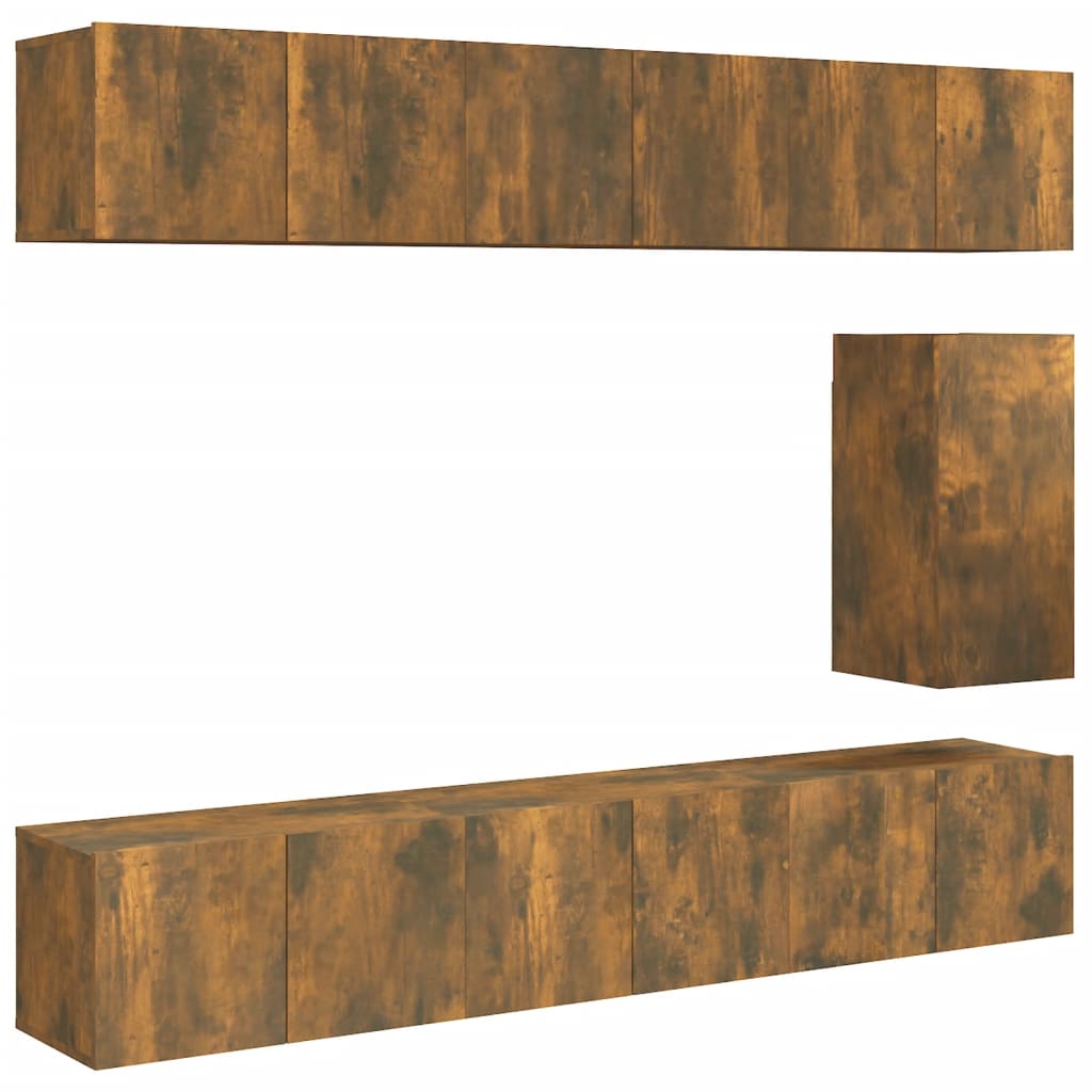 7-tlg. TV-Schrank-Set Räuchereiche Holzwerkstoff