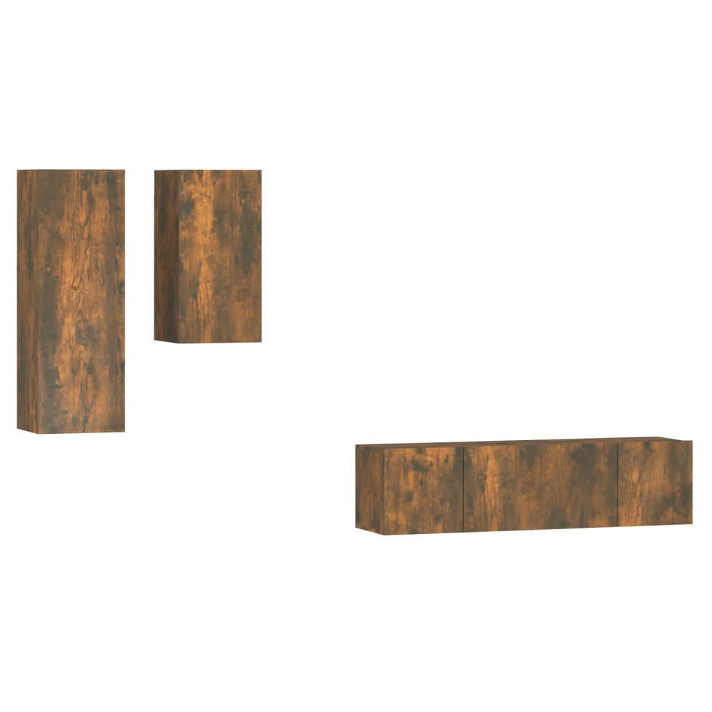 4-tlg. TV-Schrank-Set Räuchereiche Holzwerkstoff