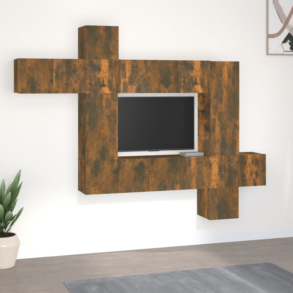 10-tlg. TV-Schrank-Set Räuchereiche Holzwerkstoff