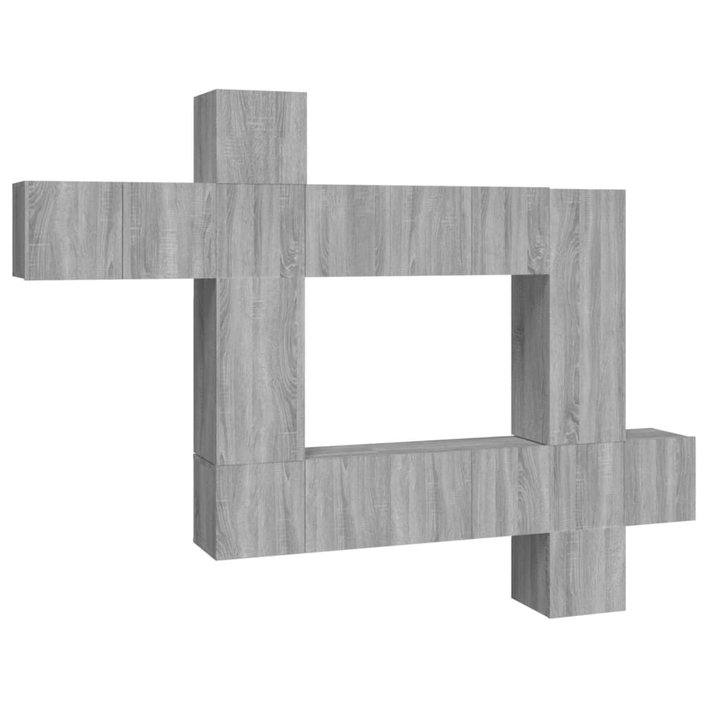 10-tlg. TV-Schrank-Set Grau Sonoma Holzwerkstoff