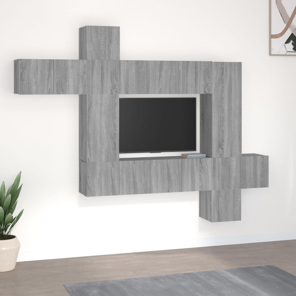 10-tlg. TV-Schrank-Set Grau Sonoma Holzwerkstoff