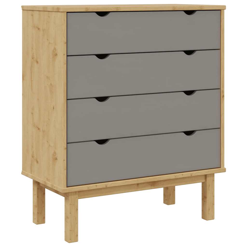 Schubladenschrank OTTA Braun&Grau 76,5x39,5x90 cm Massivholz