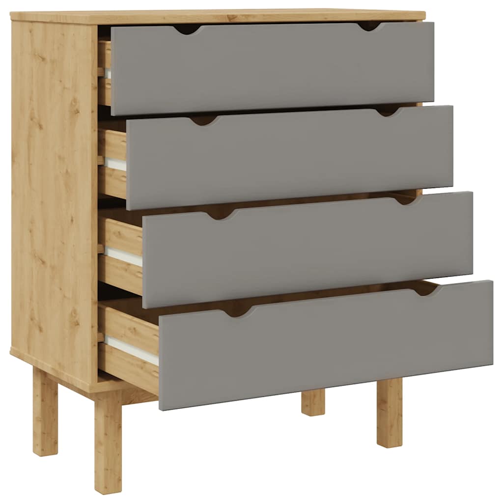 Schubladenschrank OTTA Braun&Grau 76,5x39,5x90 cm Massivholz