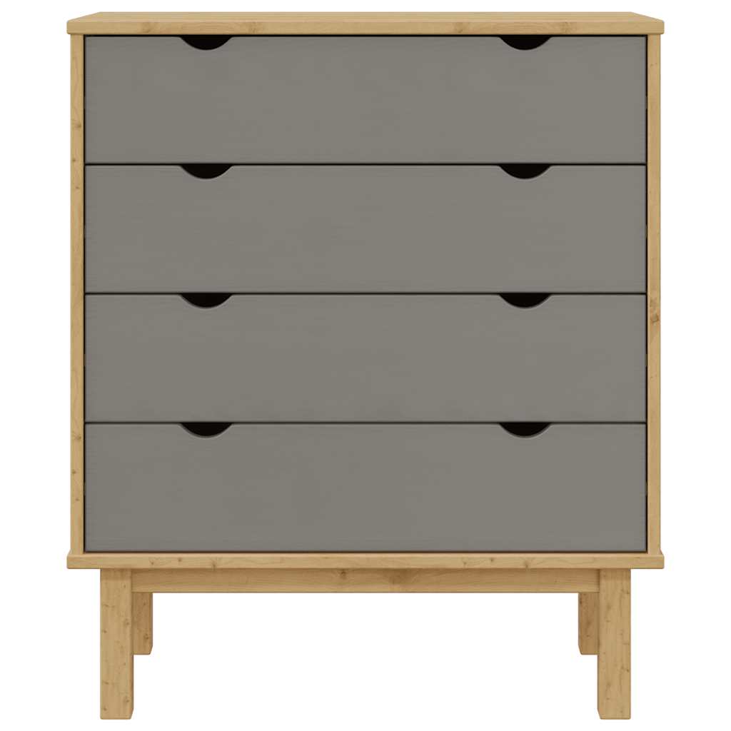 Schubladenschrank OTTA Braun&Grau 76,5x39,5x90 cm Massivholz