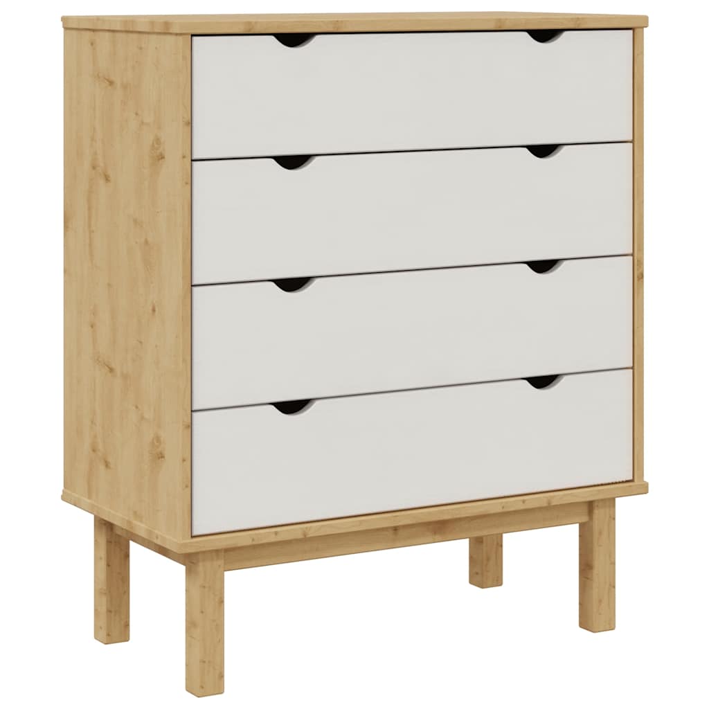 Schubladenschrank OTTA Braun&Weiß 76,5x39,5x90 cm Massivholz