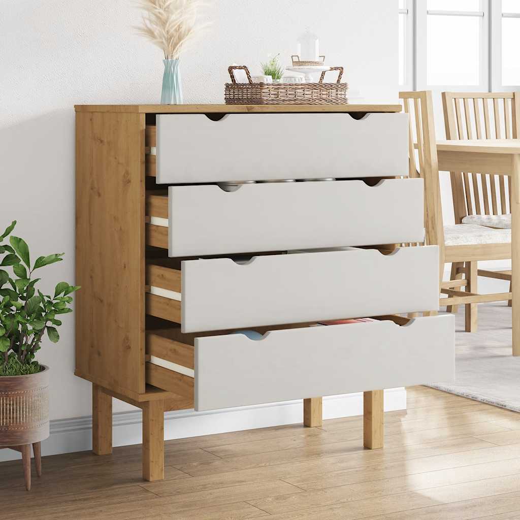 Schubladenschrank OTTA Braun&Weiß 76,5x39,5x90 cm Massivholz
