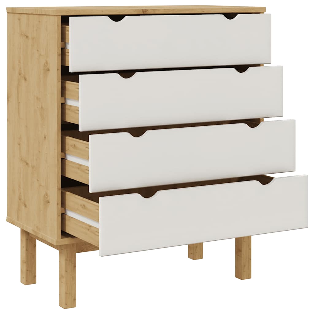 Schubladenschrank OTTA Braun&Weiß 76,5x39,5x90 cm Massivholz