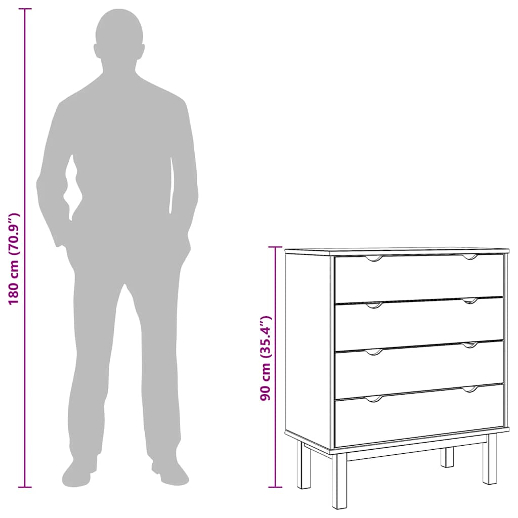 Schubladenschrank OTTA Braun&Weiß 76,5x39,5x90 cm Massivholz