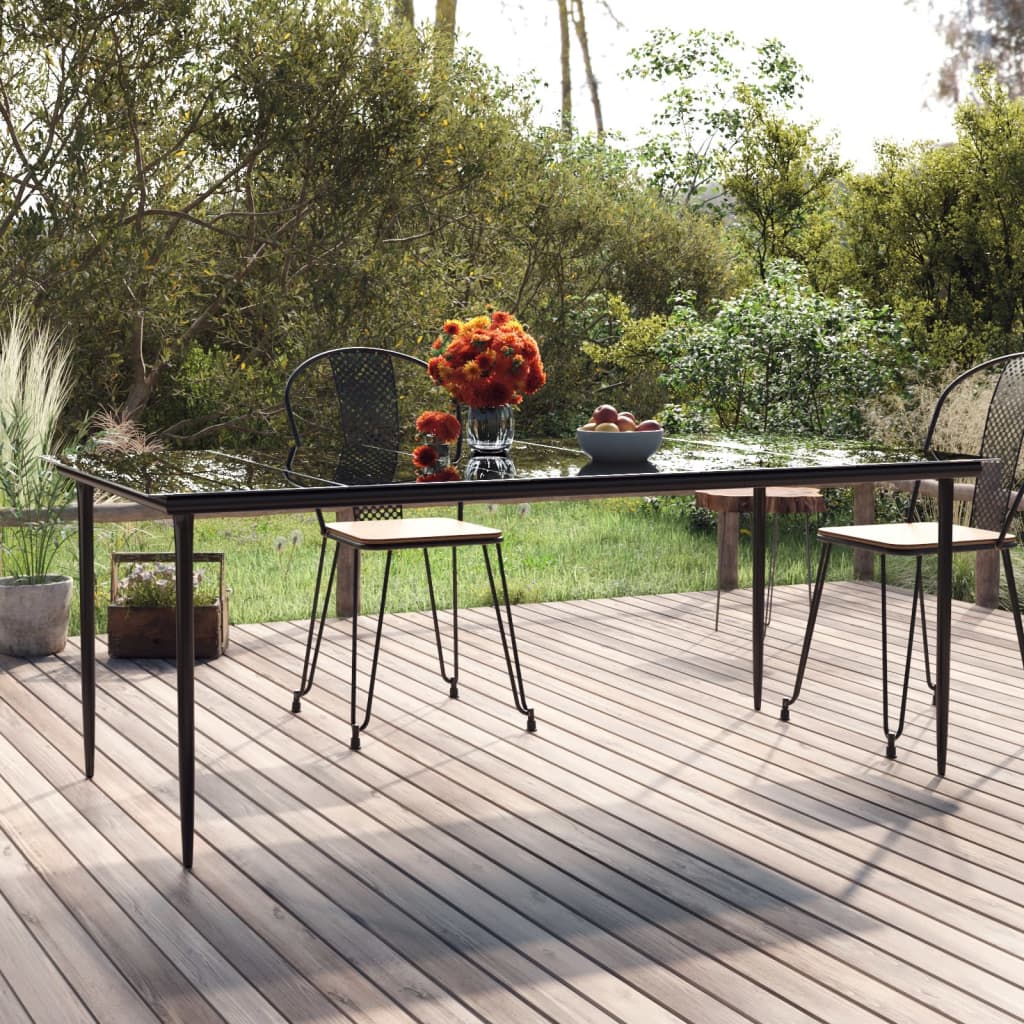 Garten-Esstisch Schwarz 200x100x74 cm Stahl und Hartglas