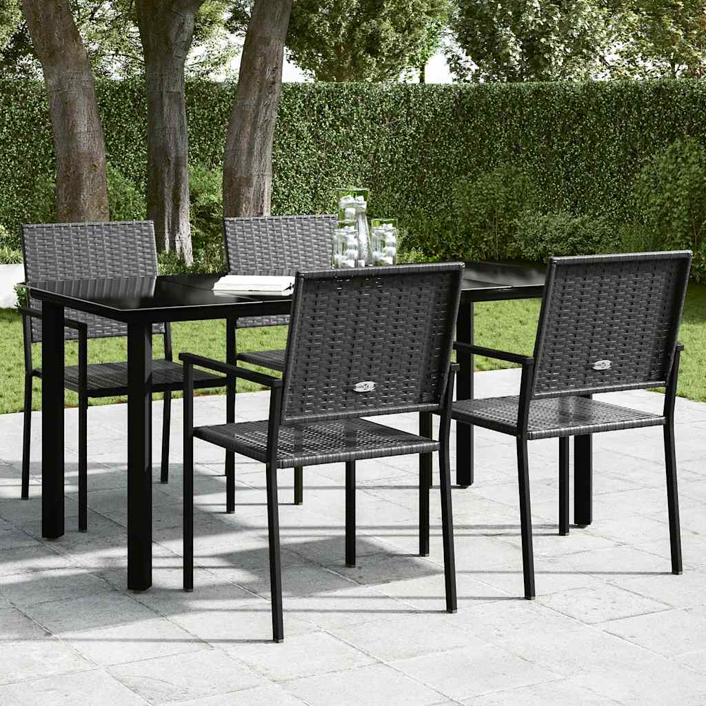 Garten-Esstisch Schwarz 160x80x74 cm Stahl und Hartglas