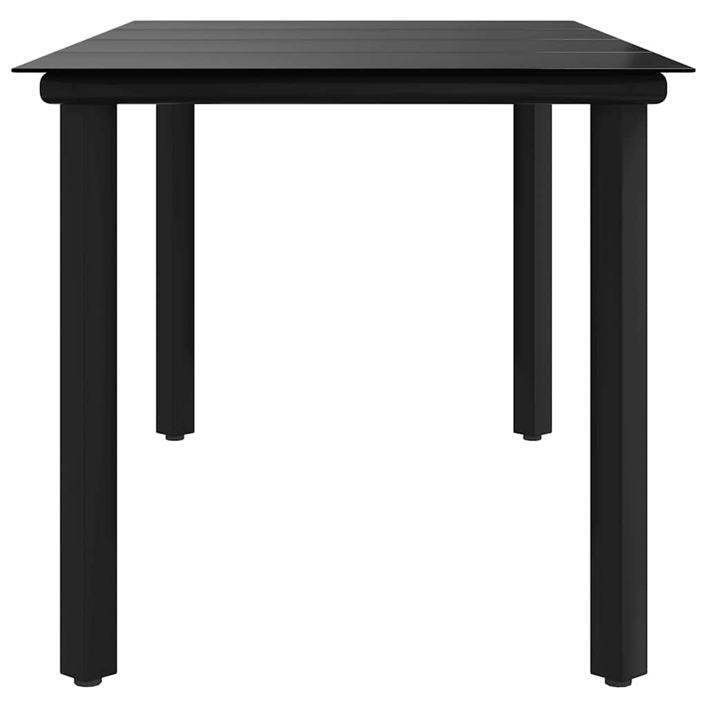 Garten-Esstisch Schwarz 160x80x74 cm Stahl und Hartglas