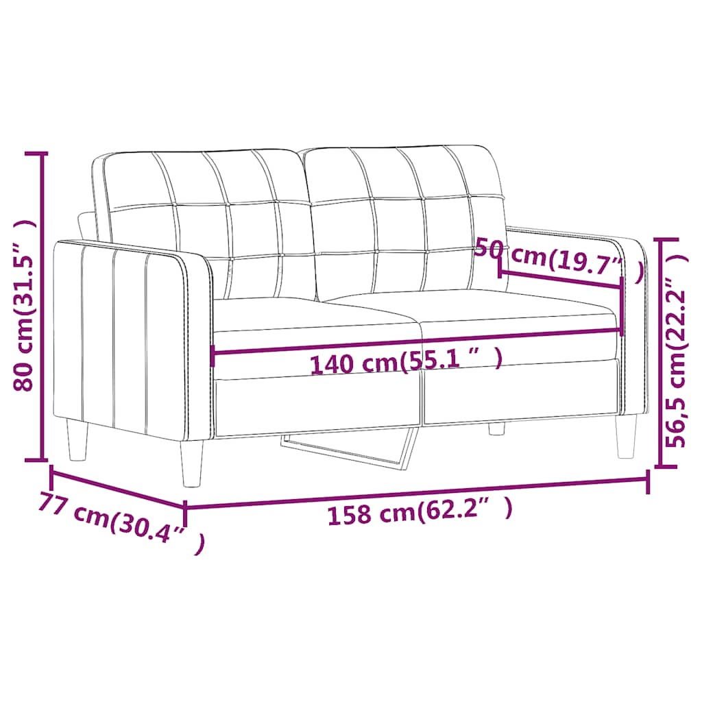 2-Sitzer-Sofa Schwarz 140 cm Kunstleder