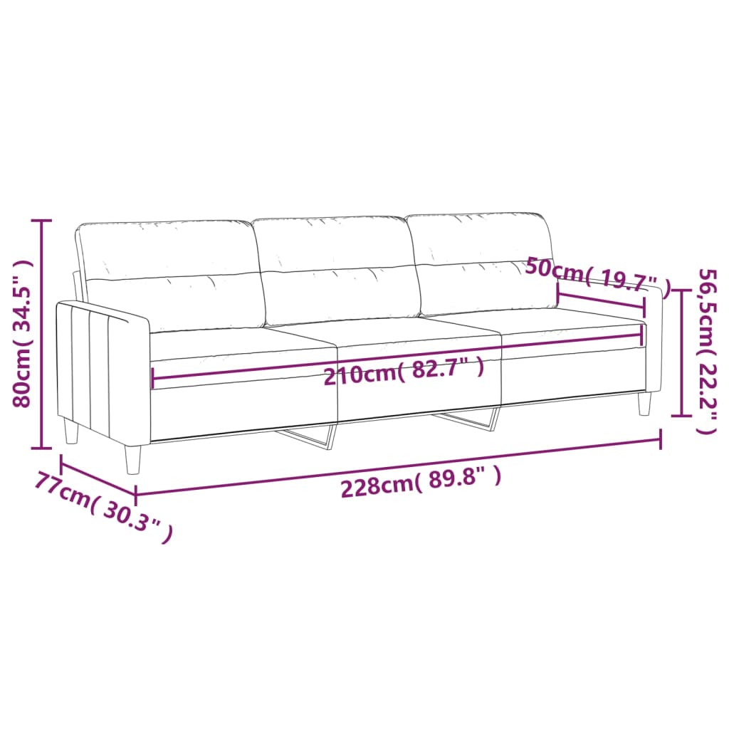 3-Sitzer-Sofa Dunkelgrau 210 cm Stoff