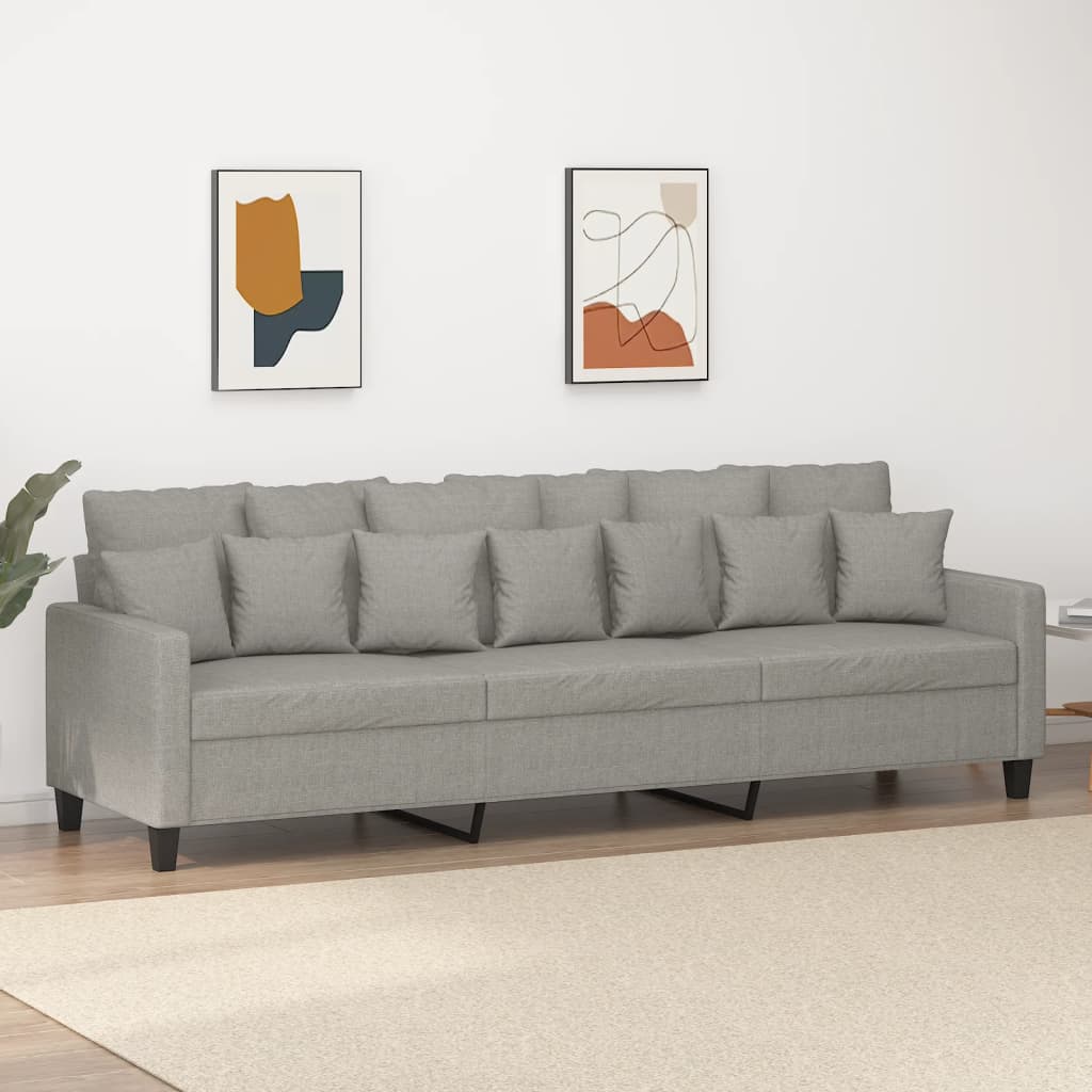 3-Sitzer-Sofa Hellgrau 210 cm Stoff