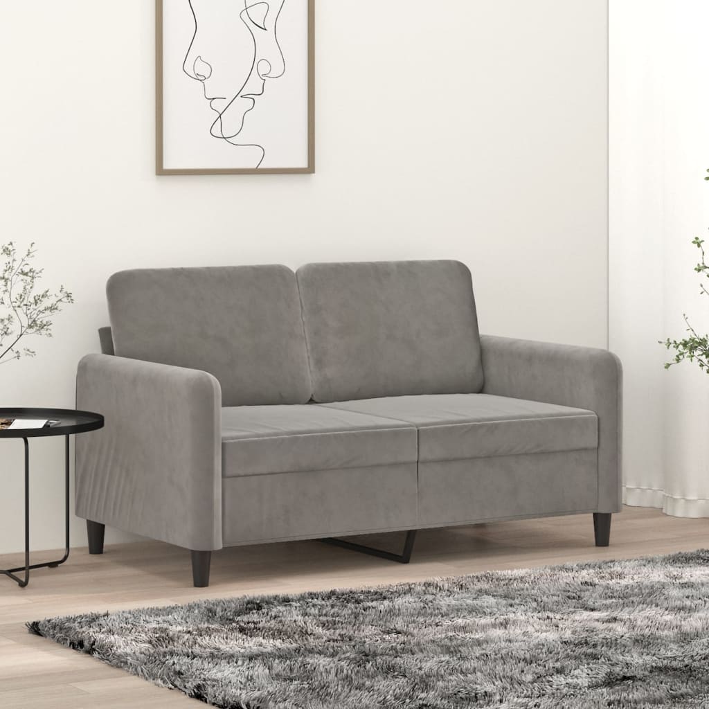 2-Sitzer-Sofa Hellgrau 120 cm Samt