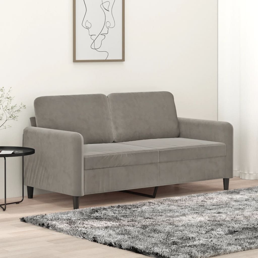 2-Sitzer-Sofa Hellgrau 140 cm Samt