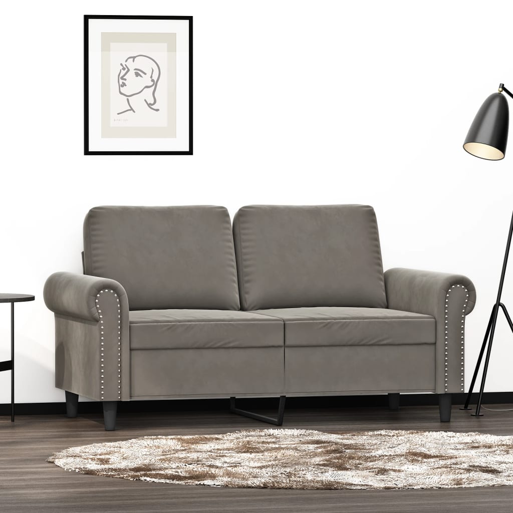 2-Sitzer-Sofa Hellgrau 120 cm Samt