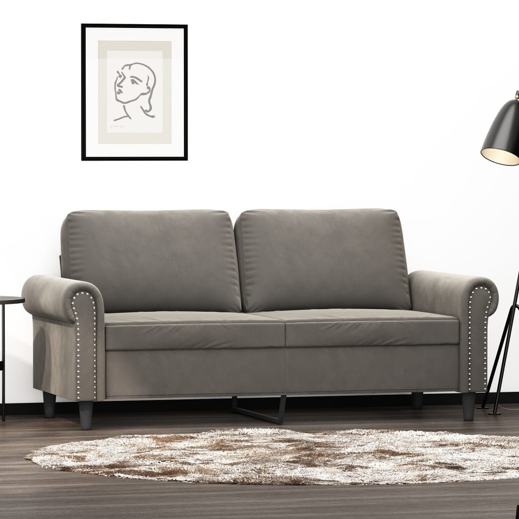2-Sitzer-Sofa Hellgrau 140 cm Samt