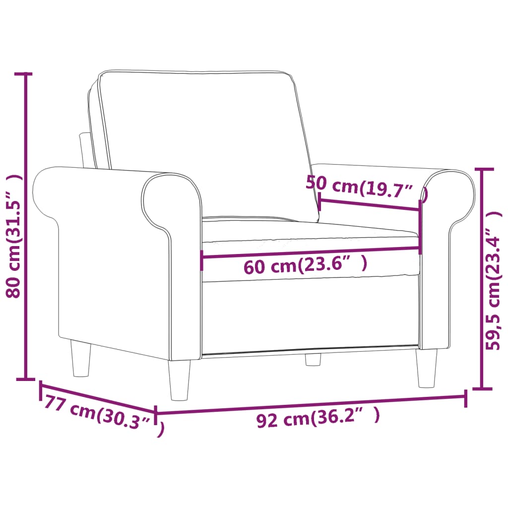 Sessel Hellgrau 60 cm Stoff