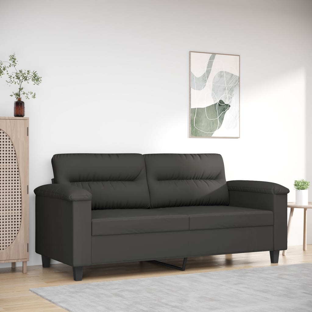 2-Sitzer-Sofa Dunkelgrau 140 cm Mikrofasergewebe