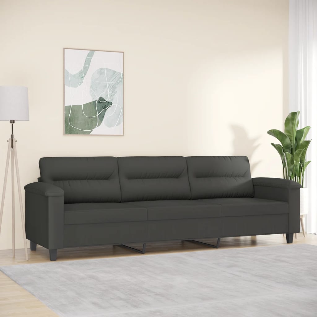 3-Sitzer-Sofa Dunkelgrau 210 cm Mikrofasergewebe