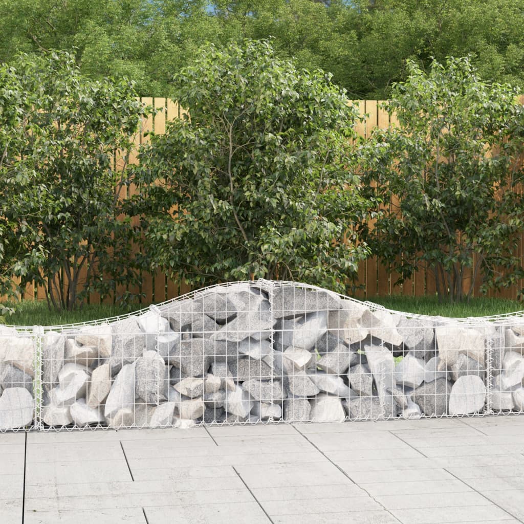 Gabionen mit Hochbogen 4 Stk. 200x30x40/60 cm Verzinktes Eisen
