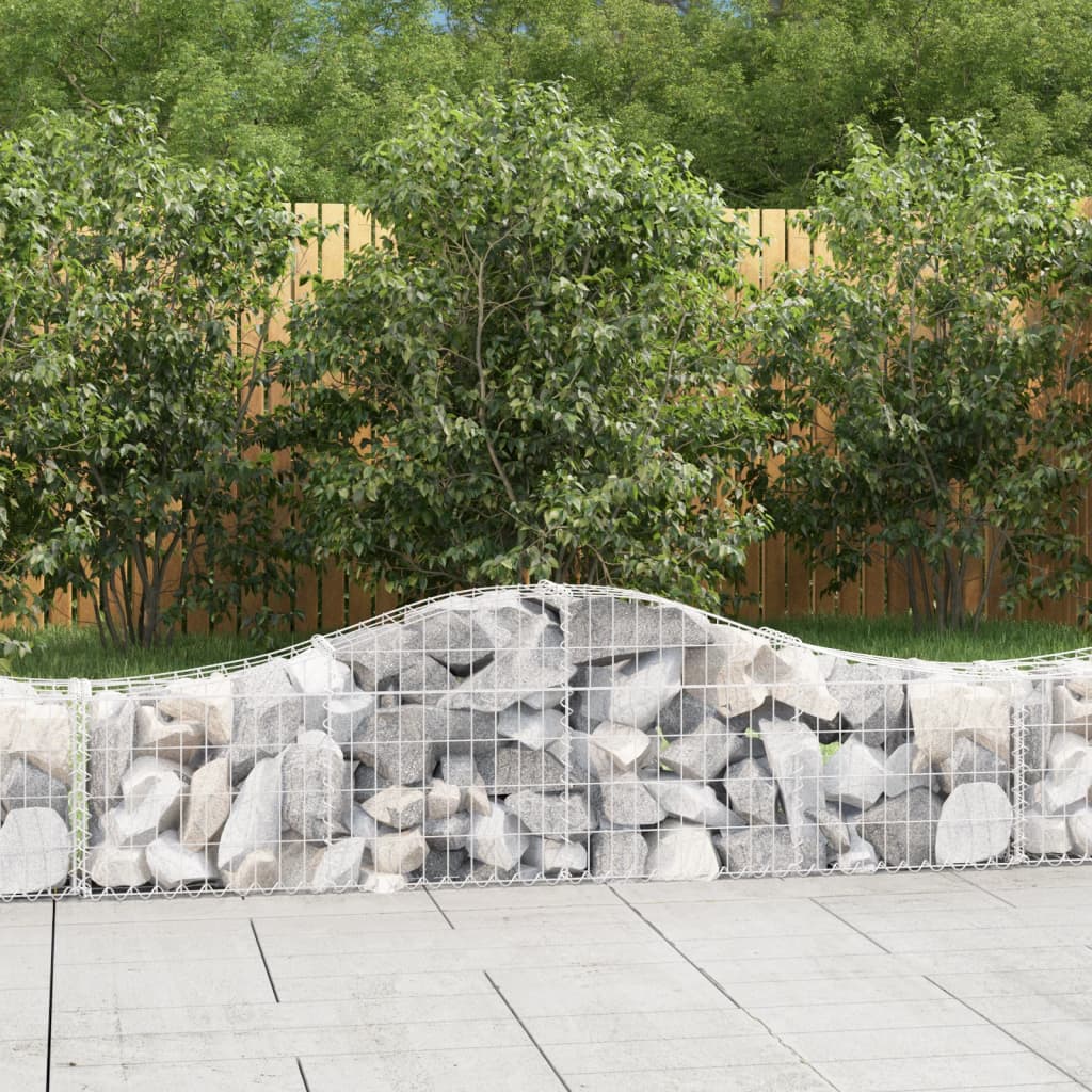 Gabionen mit Hochbogen 18 Stk. 200x30x40/60 cm Verzinktes Eisen