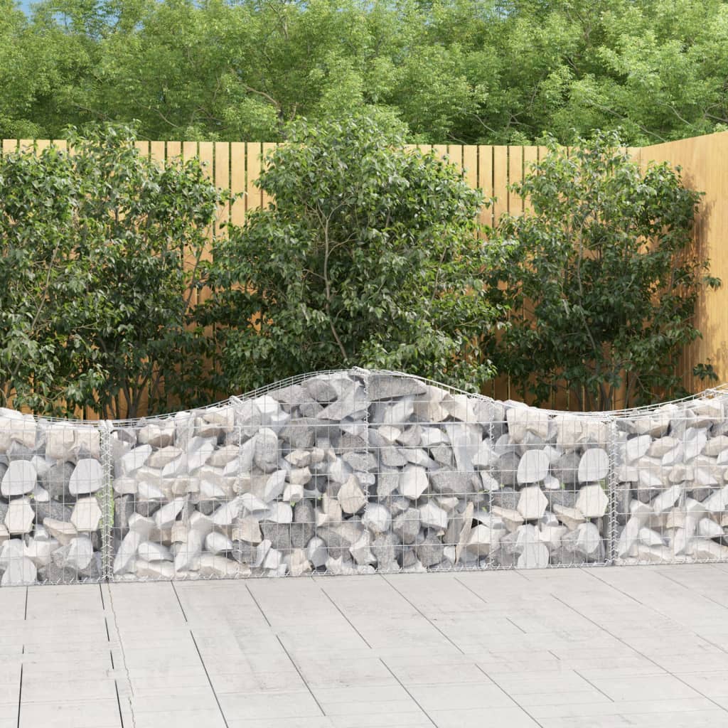 Gabionen mit Hochbogen 15 Stk. 200x30x60/80 cm Verzinktes Eisen