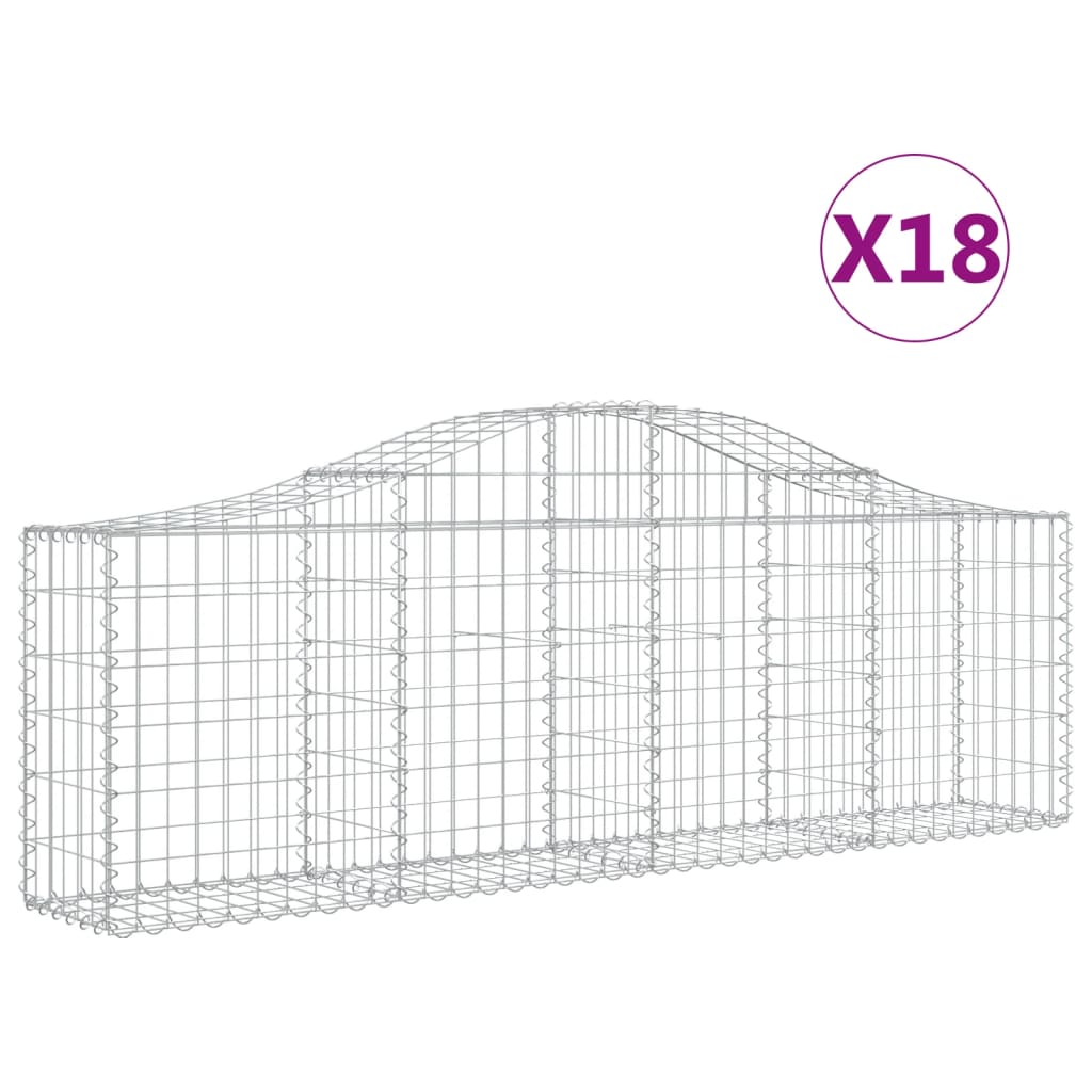 Gabionen mit Hochbogen 18 Stk. 200x30x60/80 cm Verzinktes Eisen