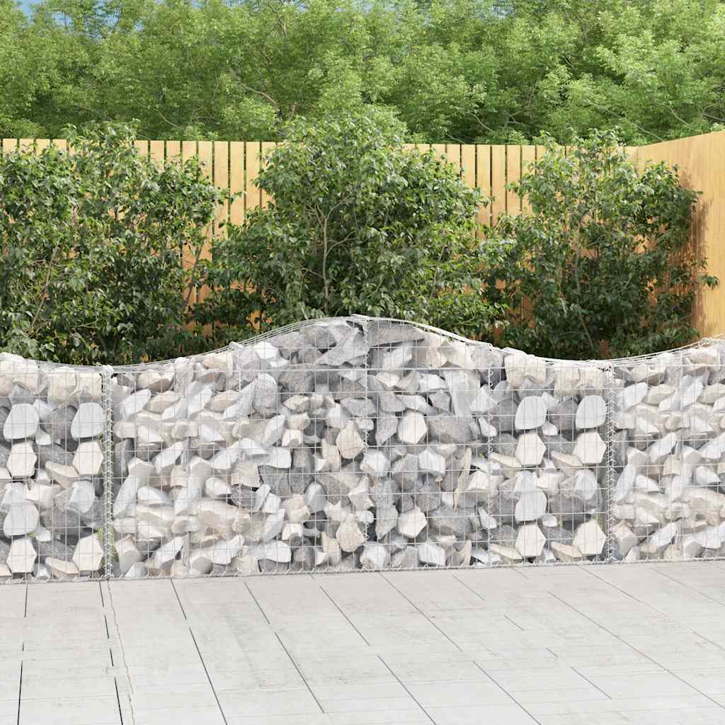 Gabionen mit Hochbogen 8 Stk. 200x30x80/100 cm Verzinktes Eisen