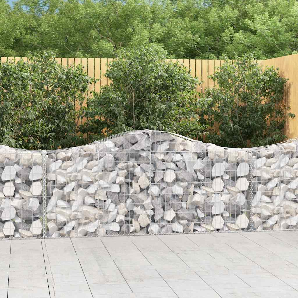 Gabionen mit Hochbogen 30 Stk. 200x30x80/100cm Verzinktes Eisen