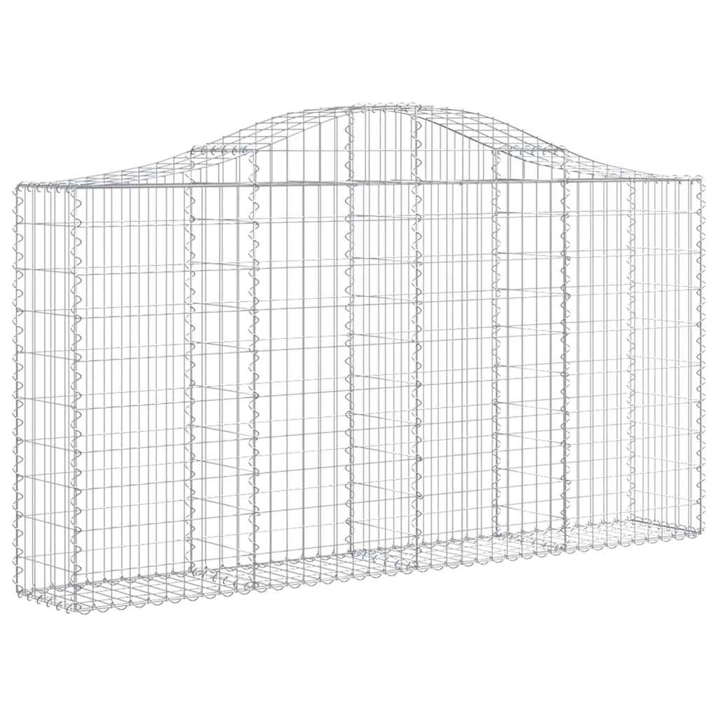 Gabionen mit Hochbogen 12Stk. 200x30x100/120cm Verzinktes Eisen