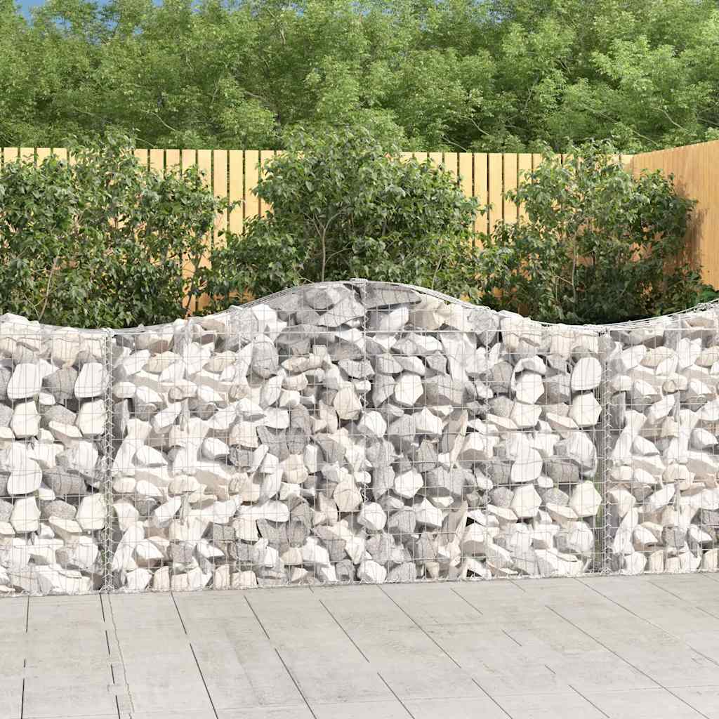 Gabionen mit Hochbogen 12Stk. 200x30x100/120cm Verzinktes Eisen