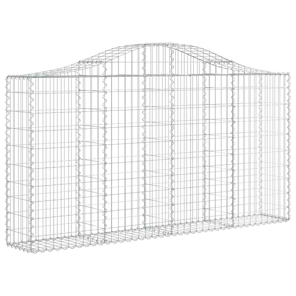 Gabionen mit Hochbogen 18Stk. 200x30x100/120cm Verzinktes Eisen