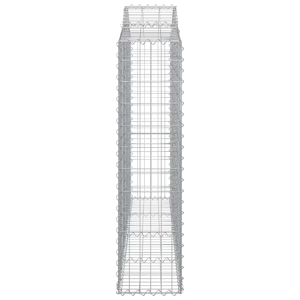 Gabionen mit Hochbogen 2 Stk. 200x30x120/140cm Verzinktes Eisen
