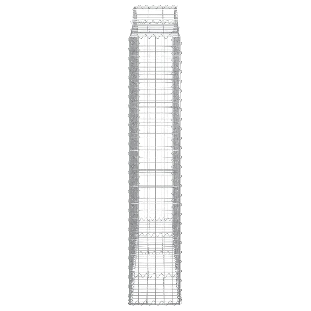 Gabionen mit Hochbogen 2 Stk. 200x30x160/180cm Verzinktes Eisen