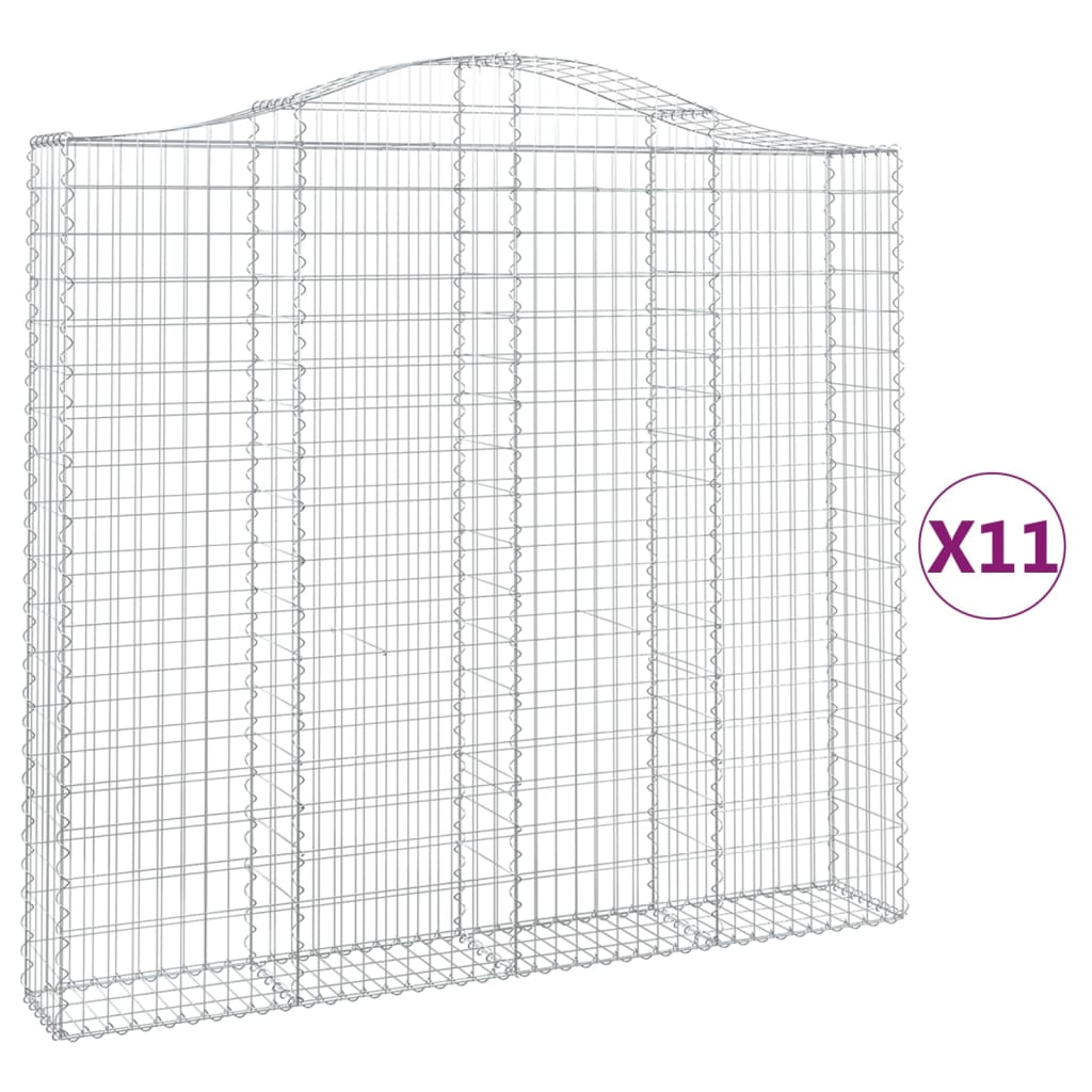 Gabionen mit Hochbogen 11 Stk 200x30x180/200cm Verzinktes Eisen