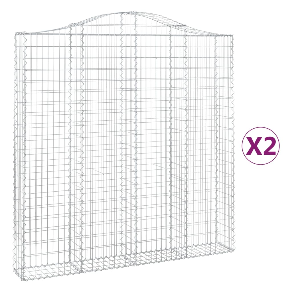 Gabionen mit Hochbogen 2 Stk. 200x30x200/220cm Verzinktes Eisen