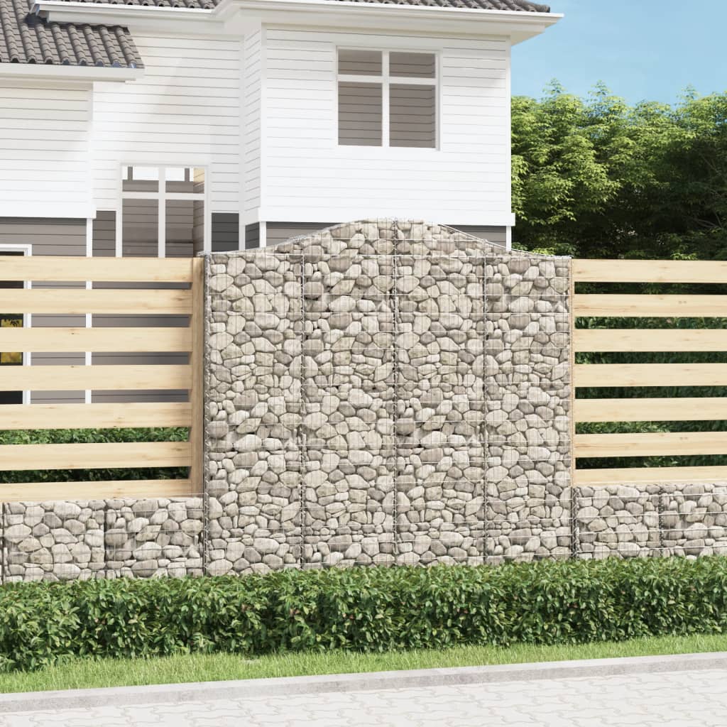 Gabionen mit Hochbogen 2 Stk. 200x30x200/220cm Verzinktes Eisen