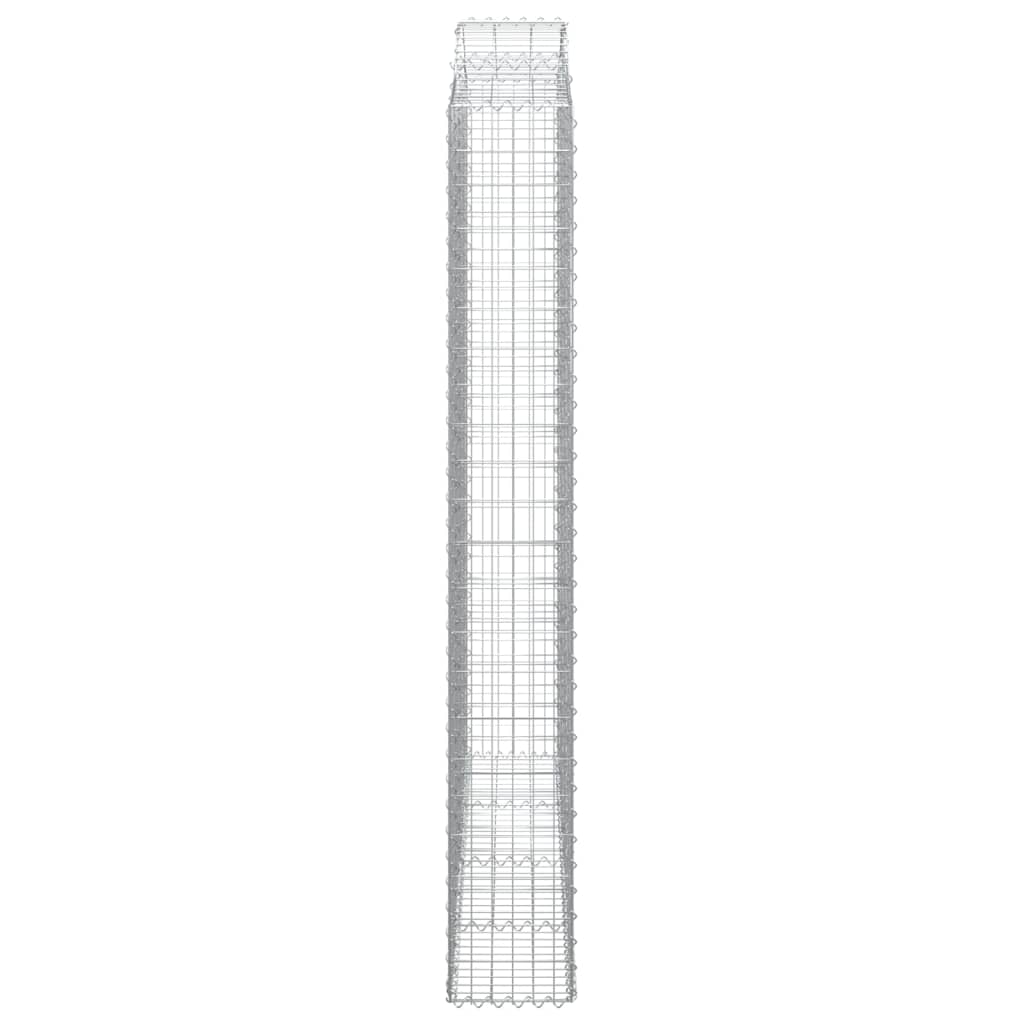 Gabionen mit Hochbogen 2 Stk. 200x30x220/240cm Verzinktes Eisen