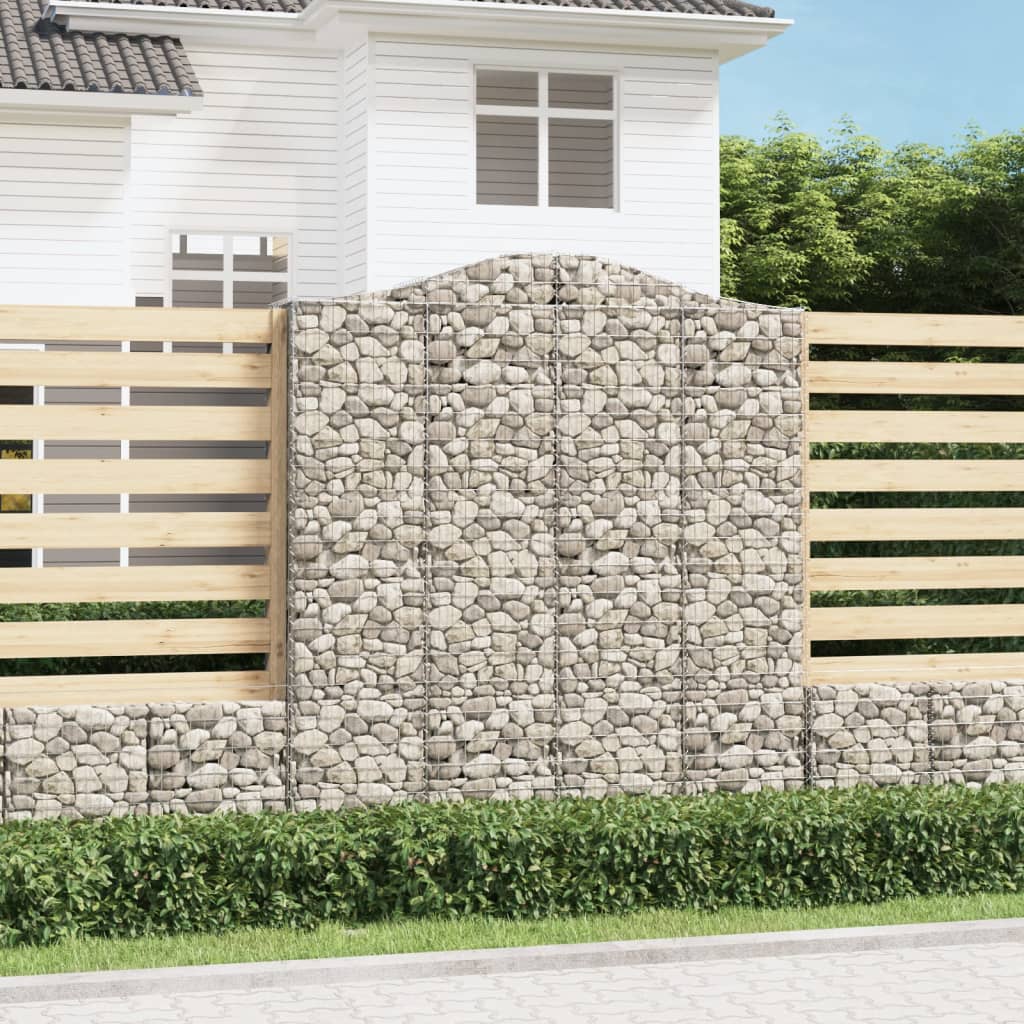 Gabionen mit Hochbogen 7 Stk. 200x30x220/240cm Verzinktes Eisen