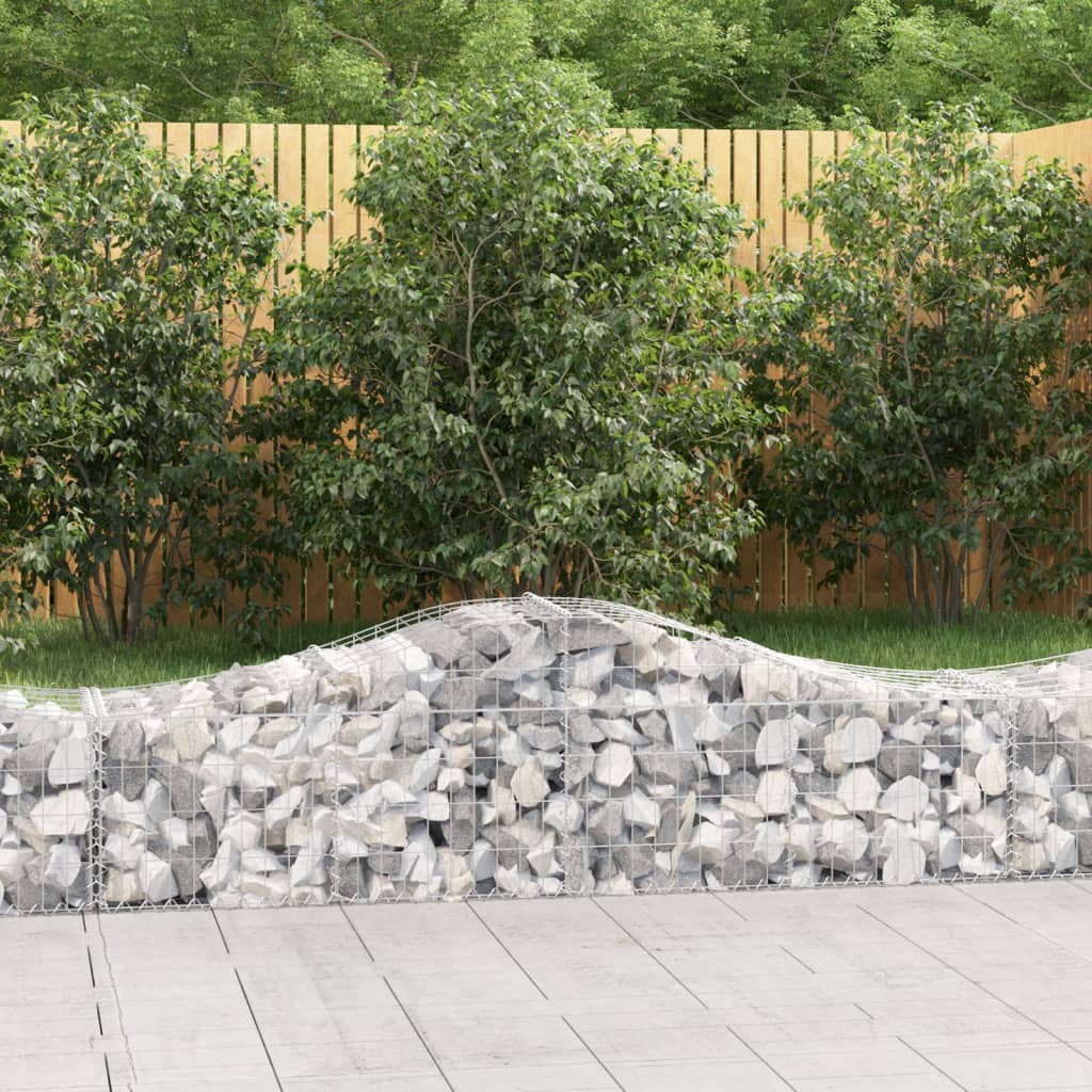 Gabionen mit Hochbogen 25 Stk. 200x50x40/60 cm Verzinktes Eisen