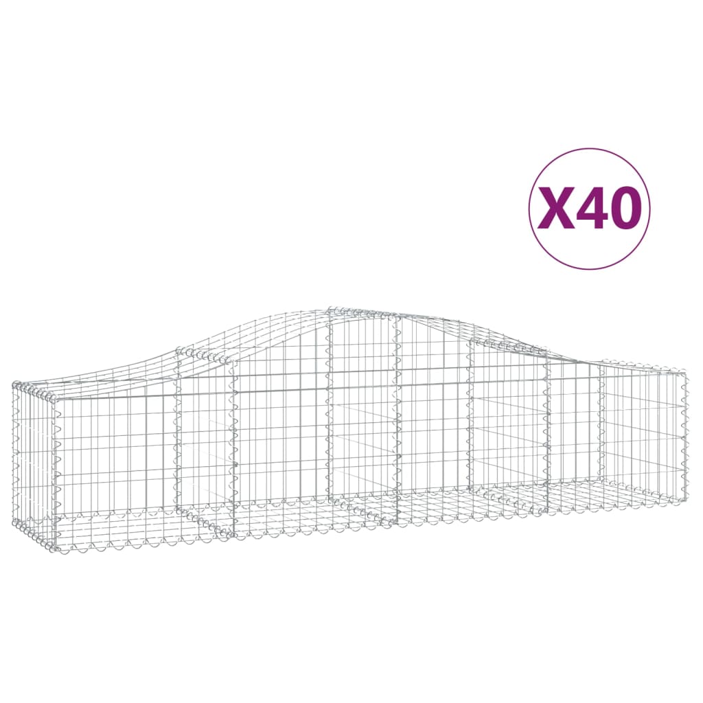 Gabionen mit Hochbogen 40 Stk. 200x50x40/60 cm Verzinktes Eisen