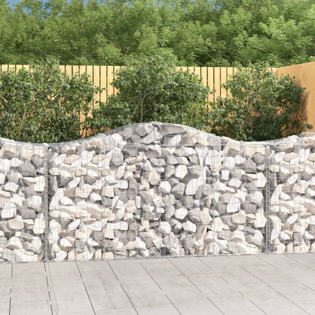 Gabionen mit Hochbogen 15 Stk 200x50x100/120cm Verzinktes Eisen