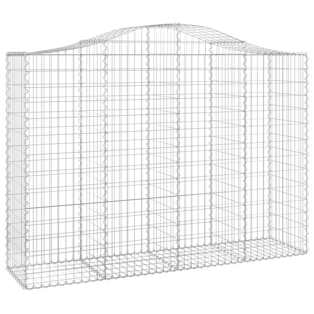 Gabionen mit Hochbogen 12Stk. 200x50x140/160cm Verzinktes Eisen