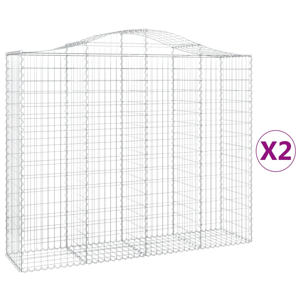 Gabionen mit Hochbogen 2 Stk. 200x50x160/180cm Verzinktes Eisen