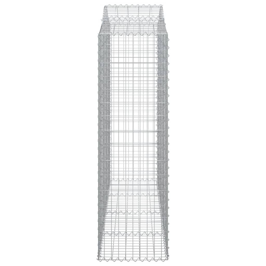 Gabionen mit Hochbogen 13Stk. 200x50x160/180cm Verzinktes Eisen